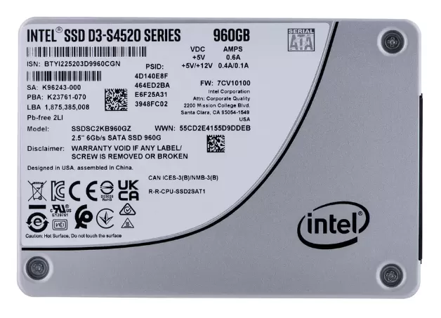Ổ cứng SSDSC2KB960GZ01 - Intel D3-S4520 960 GB Solid State Drive - 2.5